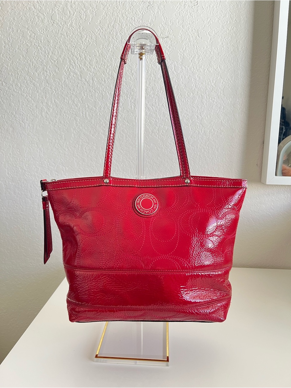 Vintage Coach Patent Leather Red Tote, F15142